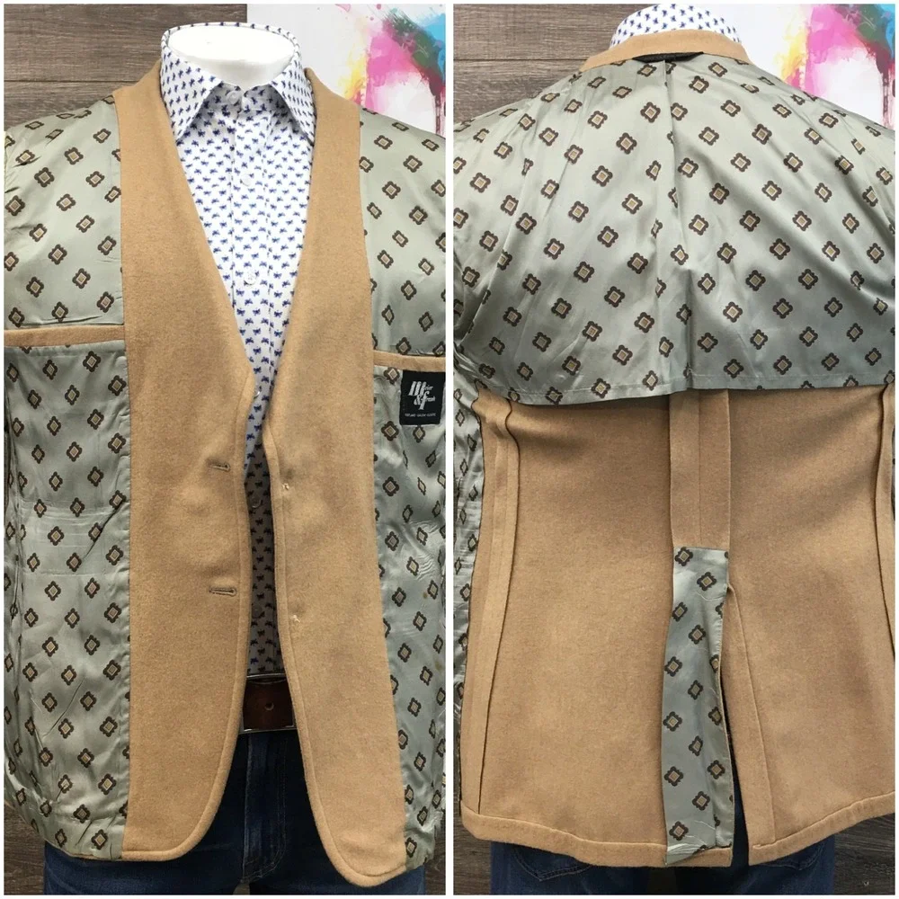 VINTAGE Mens Camel Hair Blazer Sport Coat Casual‎ Jacket Size 42R Classic Suit